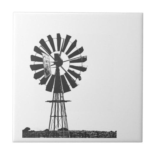 Boerderij landschap van windpomp tegeltje (Voorkant)