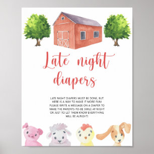 Boerderij \ Late nacht luiers spel Poster