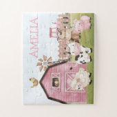 Boerderij Leerspeelgoed, Aangepaste Naam Roze Boer Legpuzzel (Verticaal)