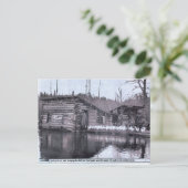 Boerderij Lente Overstroming 1920s Briefkaart (Staand voorkant)