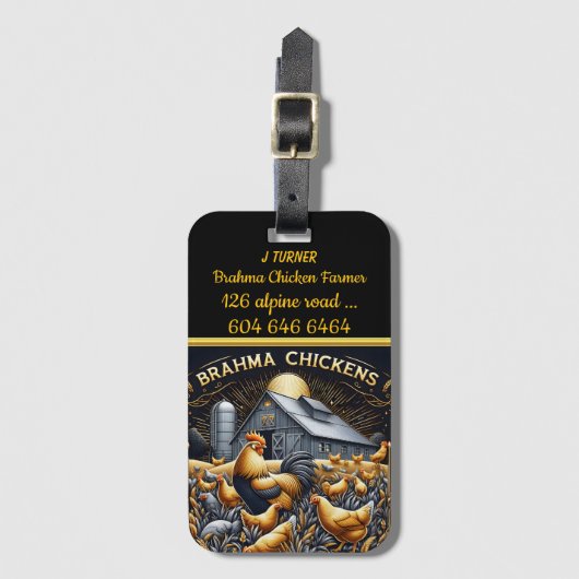 Boerderij leven met Brahma kippen in gouden zonlic Bagagelabel (Voorkant (verticaal))