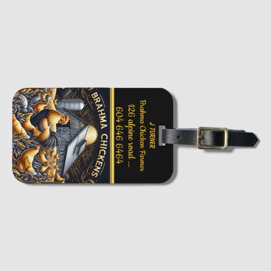 Boerderij leven met Brahma kippen in gouden zonlic Bagagelabel (Voorkant (horizontaal))