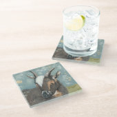 Boerderij Levensgrijze geit Glazen Onderzetter (Schuin)