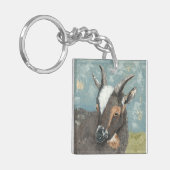 Boerderij Levensgrijze geit Sleutelhanger (Voorkant Links)