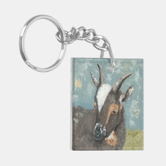 Boerderij Levensgrijze geit Sleutelhanger (Voorkant Links)