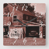 Boerderij Life Antiek Red Barn Vierkante Klok (Voorkant)