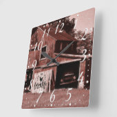 Boerderij Life Antiek Red Barn Vierkante Klok (Hoek)