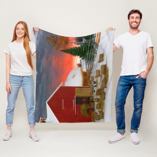 Boerderij Life Barnyard in Winter Horatio Shaw 188 Fleece Deken (In situ)