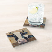 Boerderij Life - Gunther de Koe Glazen Onderzetter (Schuin)