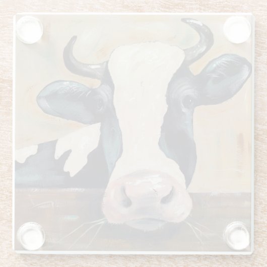 Boerderij Life - Gunther de Koe Glazen Onderzetter (Achterkant)