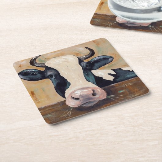 Boerderij Life - Gunther the Cow Kartonnen Onderzetters (Schuin)