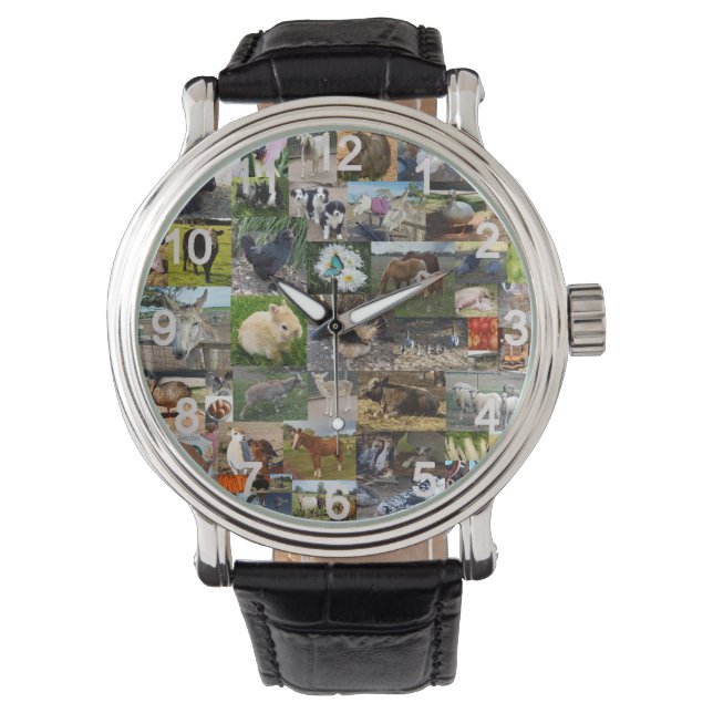 Boerderij Life Photo Collage Horloge (Voorkant)