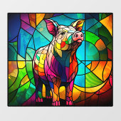 Boerderij Life Varken Hog Faux Glas in lood Raamsticker (Vel)