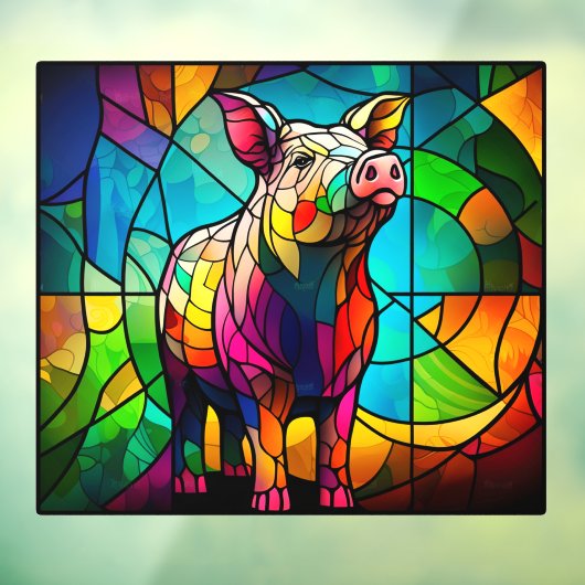 Boerderij Life Varken Hog Faux Glas in lood Raamsticker (Vel 3)