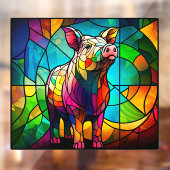Boerderij Life Varken Hog Faux Glas in lood Raamsticker (Vel 2)
