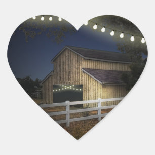 Boerderij Lights rustieke schuur bruiloft gunsten  Hart Sticker