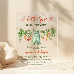 Boerderij Little Sprout Waskleine Baby Shower Acryl Uitnodigingen
