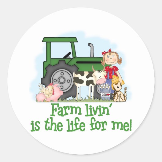 Boerderij Livin' (Girl) Ronde Sticker (Voorkant)