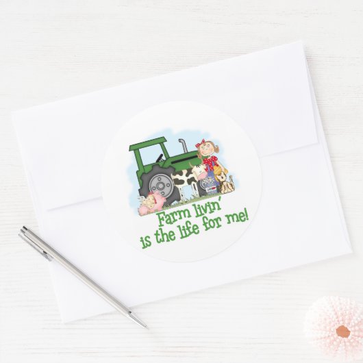Boerderij Livin' (Girl) Ronde Sticker (Envelop)