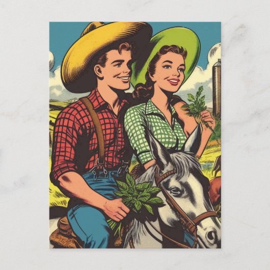 Boerderij Love Couple Comics Briefkaart (Voorkant)