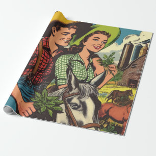Boerderij Love Couple Comics Cadeaupapier