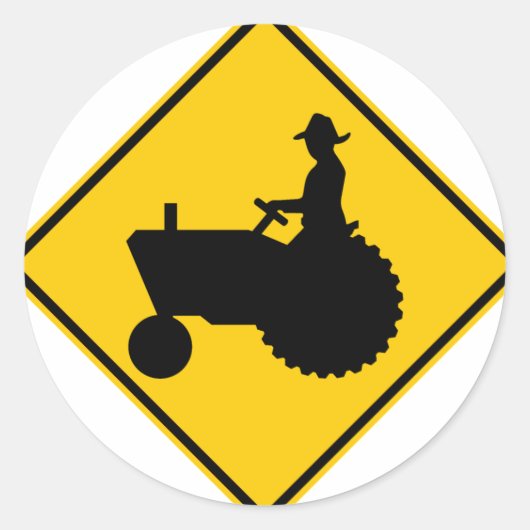 Boerderij Machinesverkeer Snelweg teken Ronde Sticker (Voorkant)