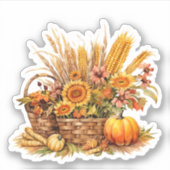 Boerderij Mand van Pompoenen Herfst Sticker (Voorkant)