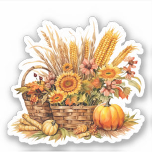 Boerderij Mand van Pompoenen Herfst Sticker