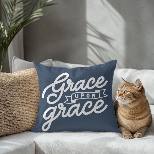 Boerderij marine blauw genade Christelijk Sierkuss Kussen (Creator heeft geüpload)