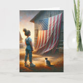 Boerderij meisje met Amerikaanse vlag verjaardag Kaart (Voorkant)
