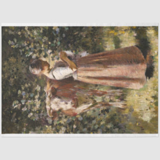 Boerderij meisje met Koe Romantic Farmhouse Scene Tissuepapier