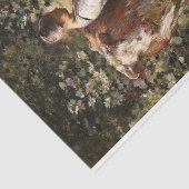 Boerderij meisje met Koe Romantic Farmhouse Scene Tissuepapier (Detail)