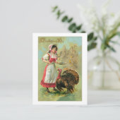   Boerderij meisje met Turkije Briefkaart (Staand voorkant)