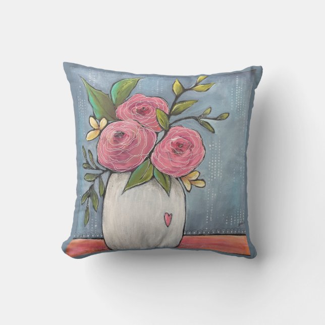 Boerderij Meisjeskunst  Floral Pillow Kussen (Voorkant)