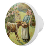  Boerderij Meisvoerkalf Keramische Knop (Rechts)