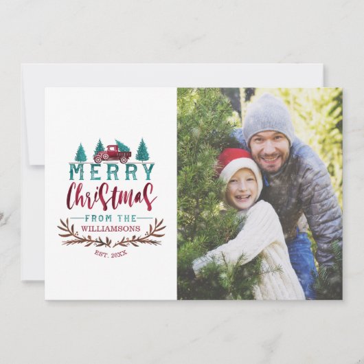 Boerderij Merry Kerstrode vrachtwagenboom Feestdagenkaart (Voorkant)