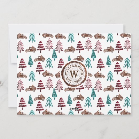 Boerderij Merry Kerstrode  vrachtwagenboom Feestdagenkaart (Achterkant)