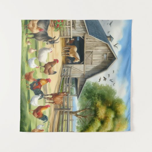 Boerderij met beesten wandkleed (Voorkant (horizontaal))