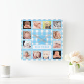 Boerderij met blauwe Gingham 12-foto jongensnurser Vierkante Klok (Huis)