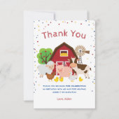 Boerderij met dierentuin op verjaardagsfeest bedankkaart (Voorkant)