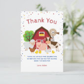 Boerderij met dierentuin op verjaardagsfeest bedankkaart (Staand voorkant)