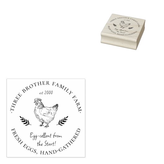 Boerderij met eigen naam | Verse eieren Rubberstempel (Gestempeld)