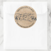 Boerderij met gebergte Rustige Vintage Bu Ronde Sticker (Tas)