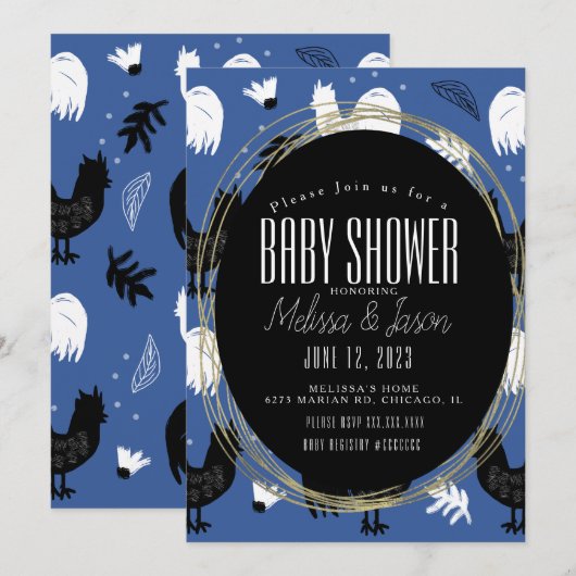 Boerderij met Houten Hanen Handgetekend Patroon Kaart (Voorkant / Achterkant)