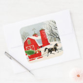 boerderij met kerst met jaartallen vierkante sticker (Envelop)