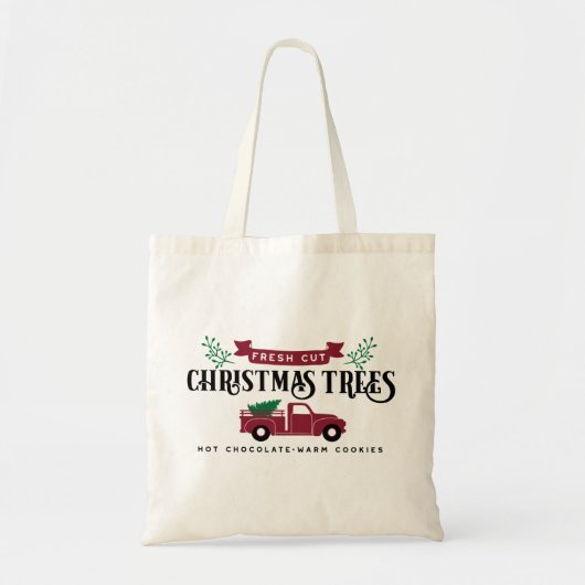 Boerderij met kerstbomen en  vrachtwagen tote bag (Voorkant)