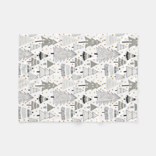 Boerderij met kerstbomen, gouden punts fleece deken (Voorkant (Horizontaal))