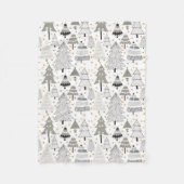 Boerderij met kerstbomen, gouden punts fleece deken (Voorkant)