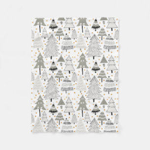 Boerderij met kerstbomen, gouden punts fleece deken