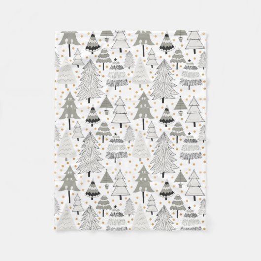Boerderij met kerstbomen, gouden punts fleece deken (Voorkant)